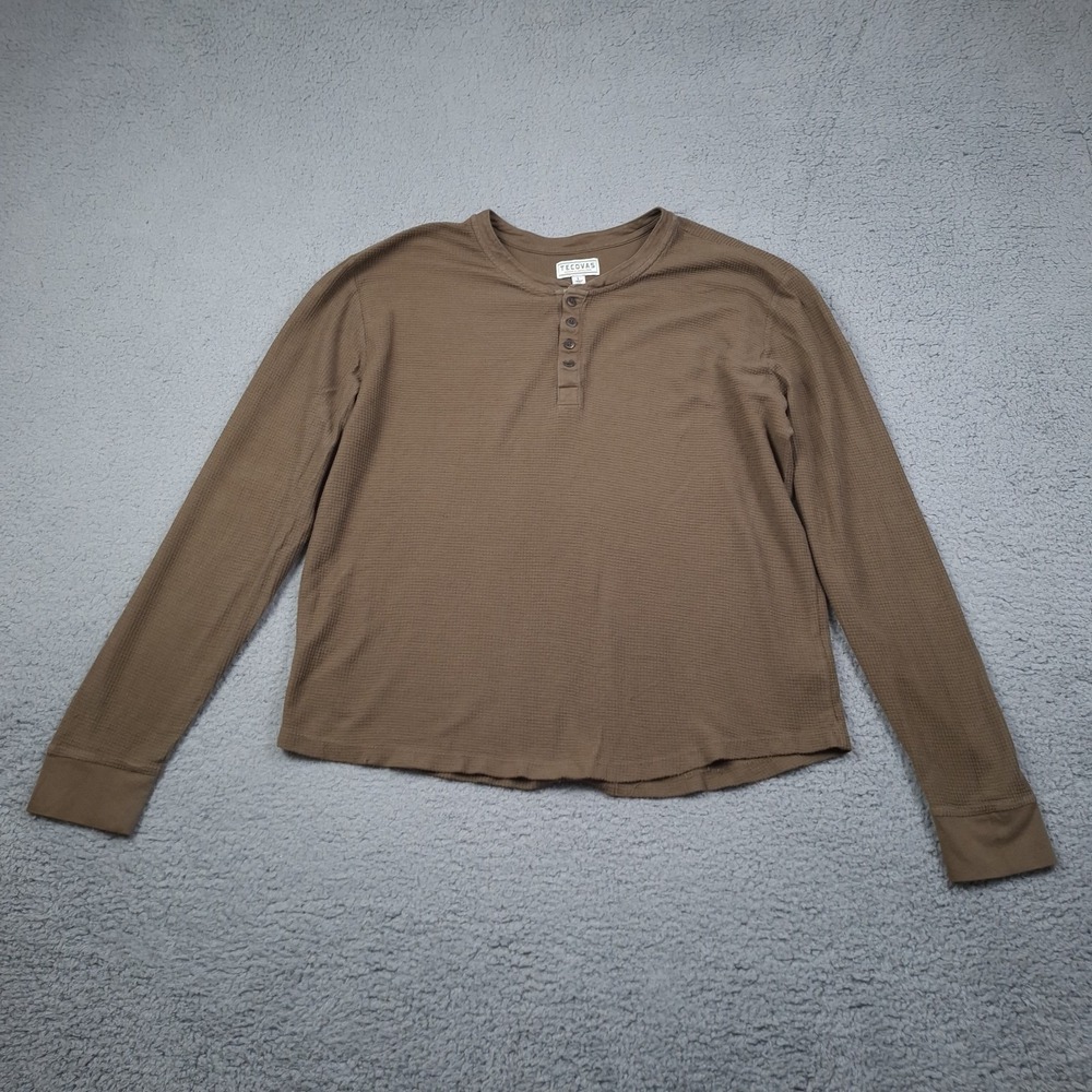 Tecovas Shirt Men's L Large Waffle Knit Thermal Henley 4 Button Pull Over